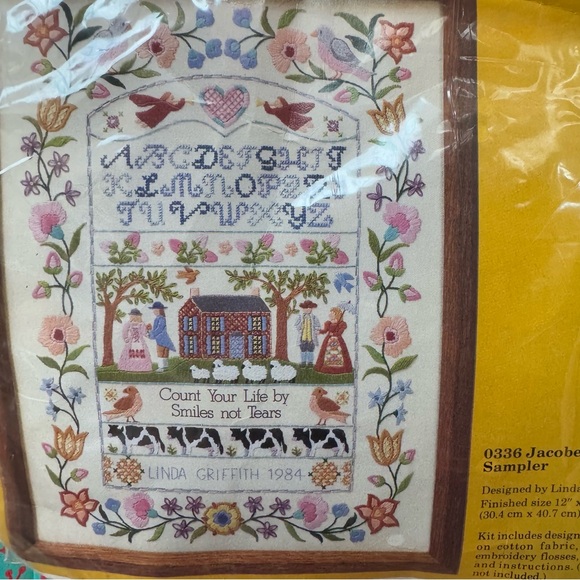 New NOS 1984 The Creative Circle Embroidery Kit # 0336 Jacobean Sampler unopened - Picture 10 of 11